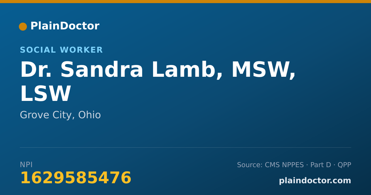 Shareable card for Sandra Lamb, MSW, LSW - Social Worker, Grove City, OH