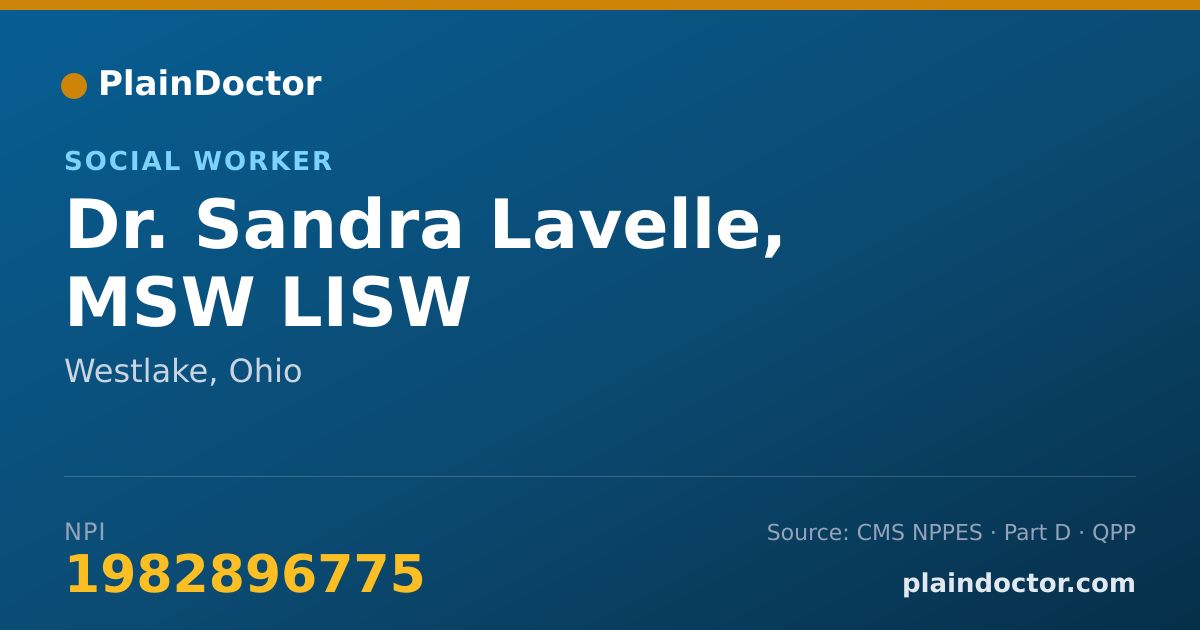 Shareable card for Sandra Lavelle, MSW LISW - Social Worker, Westlake, OH
