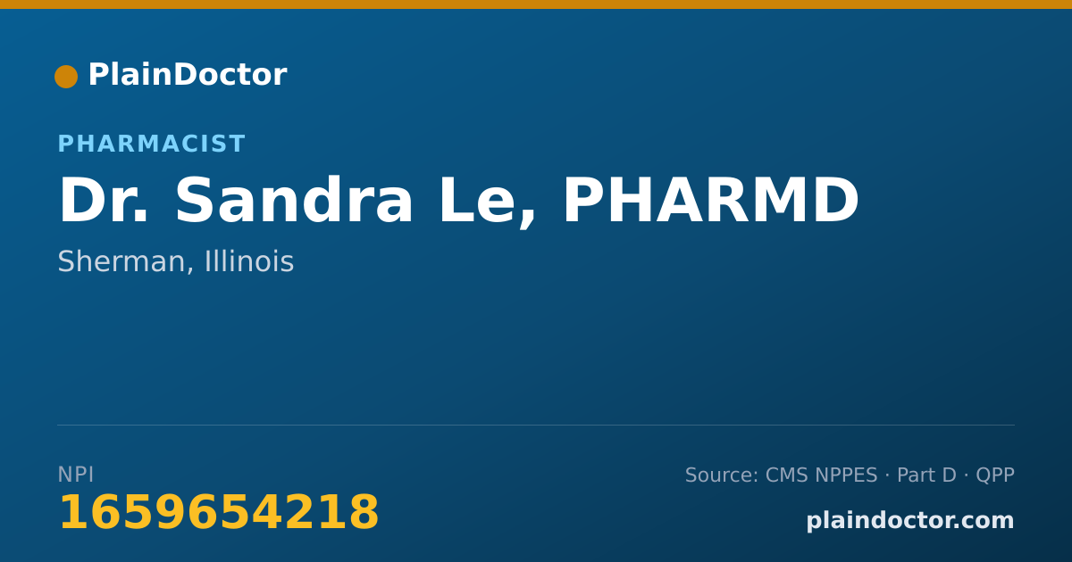 Shareable card for Sandra Le, PHARMD - Pharmacist, Sherman, IL