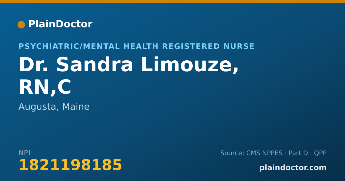 Shareable card for Sandra Limouze, RN,C - Psychiatric/Mental Health Registered Nurse, Augusta, ME