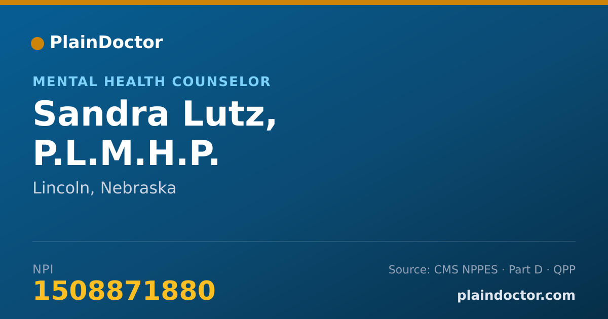 Shareable card for Sandra Lutz, P.L.M.H.P. - Mental Health Counselor, Lincoln, NE