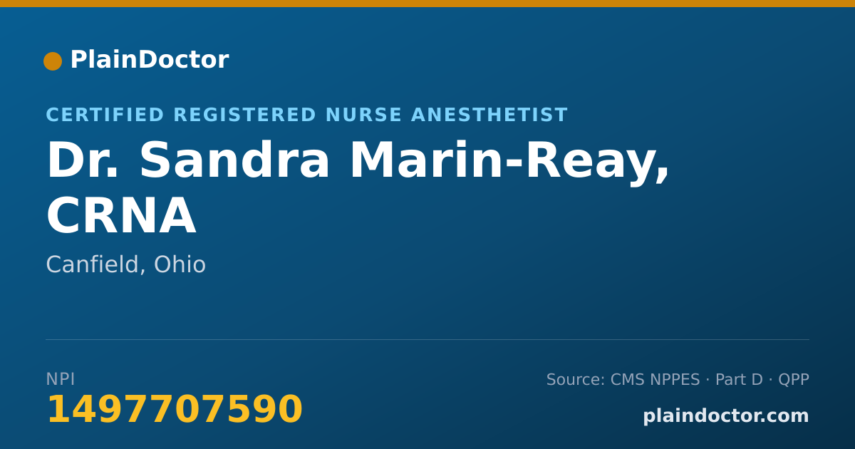 Shareable card for Sandra Marin-Reay, CRNA - Certified Registered Nurse Anesthetist, Canfield, OH