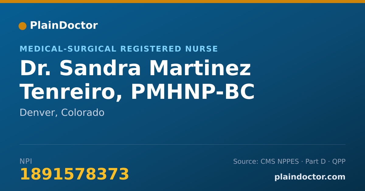 Shareable card for Sandra Martinez Tenreiro, PMHNP-BC - Medical-Surgical Registered Nurse, Denver, CO
