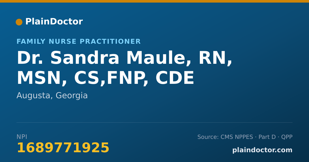 Shareable card for Sandra Maule, RN, MSN, CS,FNP, CDE - Family Nurse Practitioner, Augusta, GA