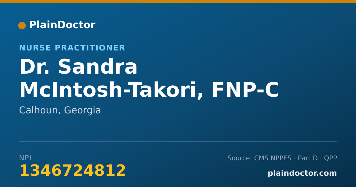 Shareable card for Sandra McIntosh-Takori, FNP-C - Nurse Practitioner, Calhoun, GA