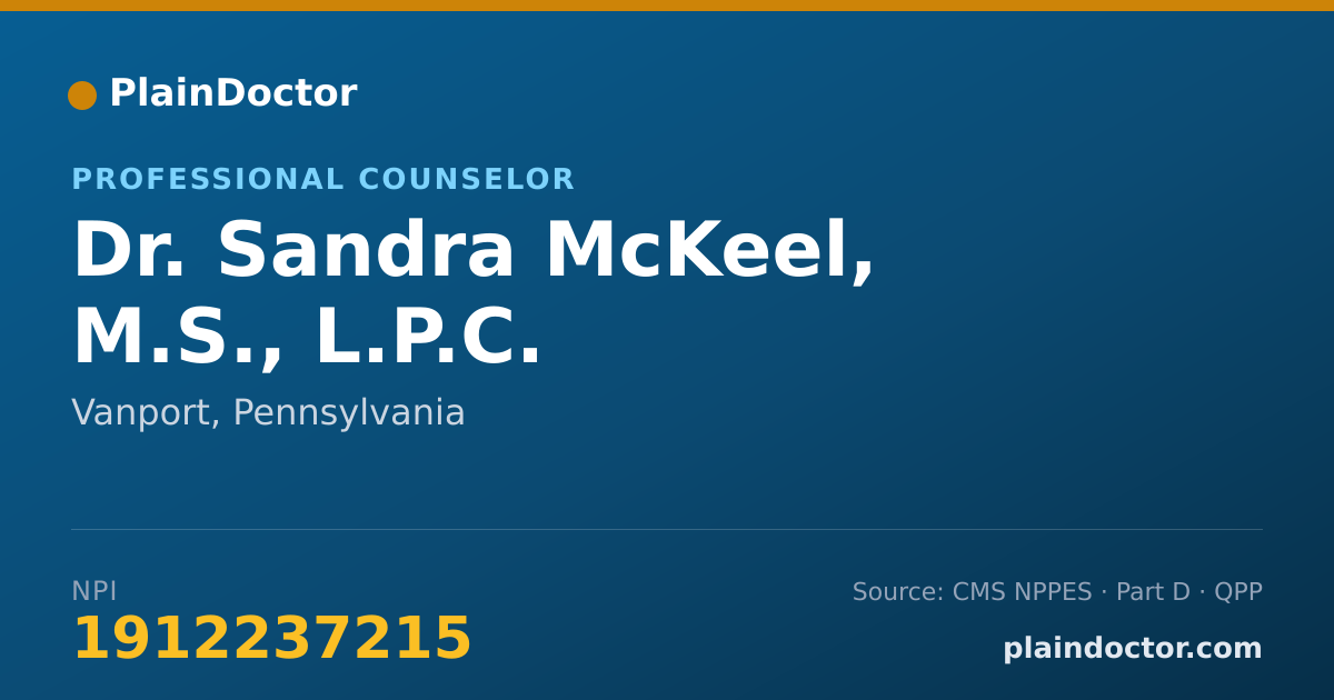 Shareable card for Sandra McKeel, M.S., L.P.C. - Professional Counselor, Vanport, PA