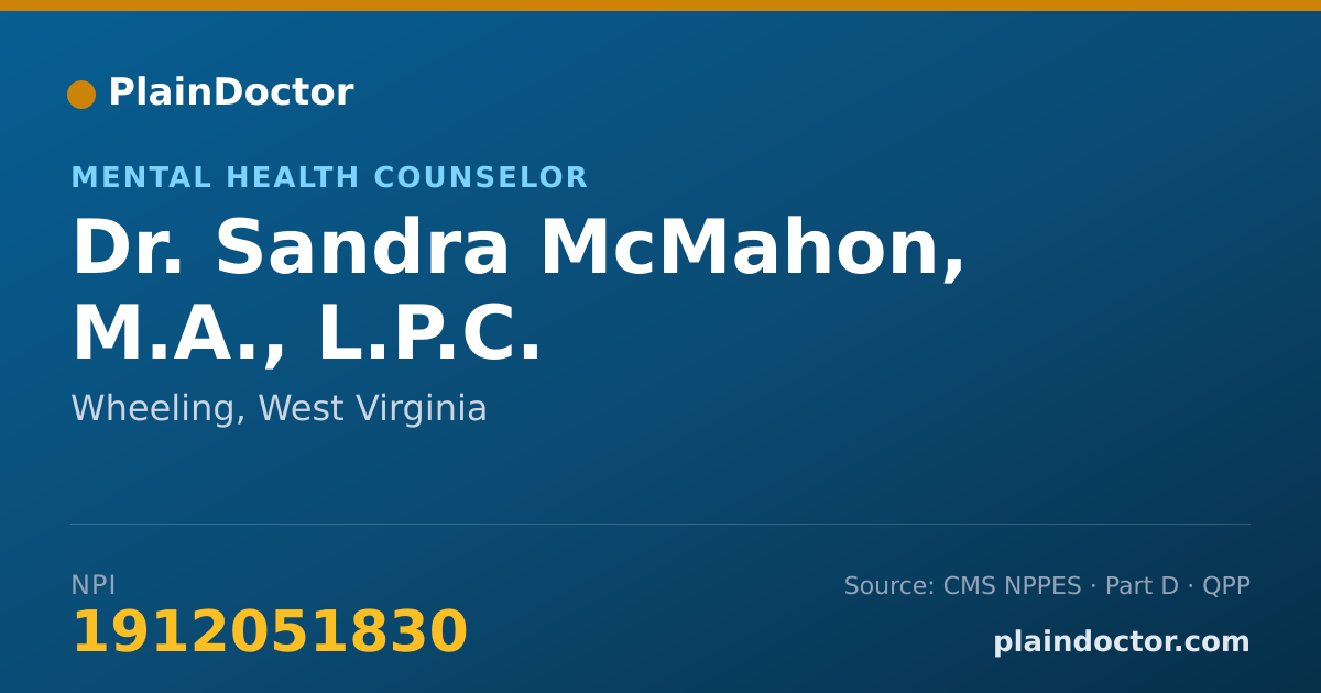 Shareable card for Sandra McMahon, M.A., L.P.C. - Mental Health Counselor, Wheeling, WV