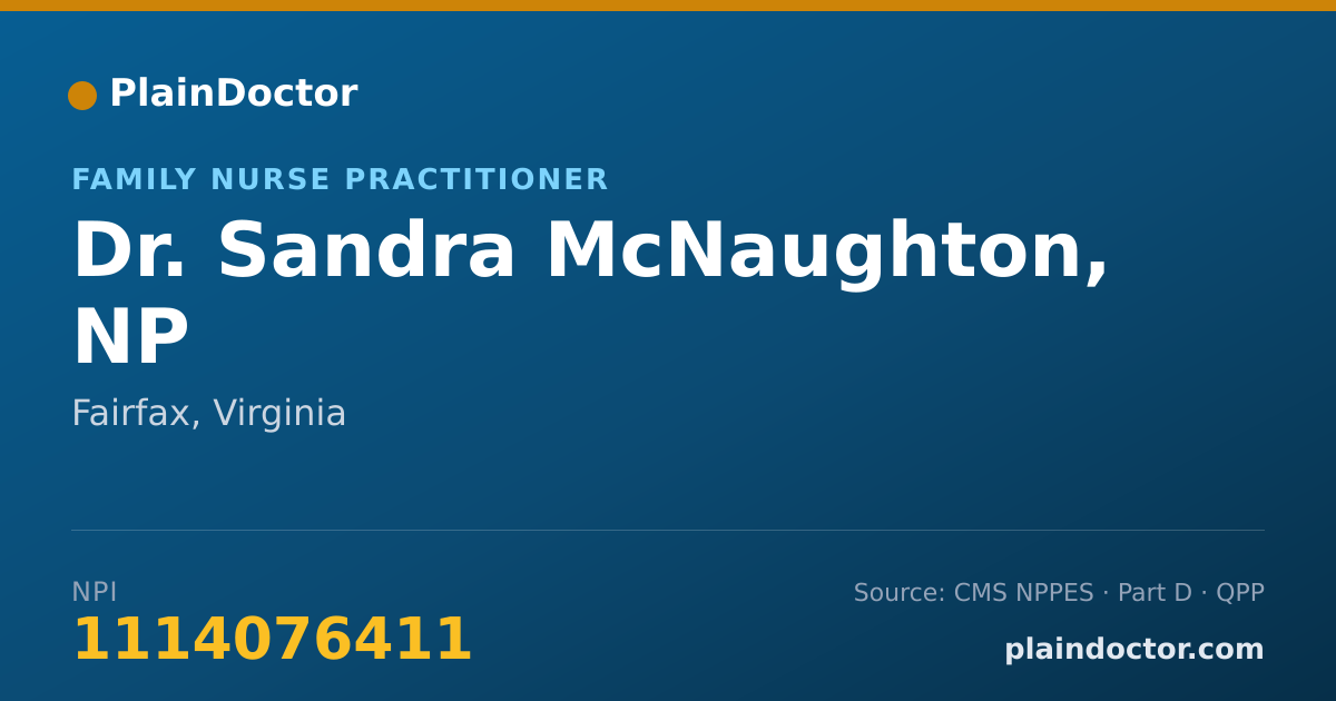 Shareable card for Sandra McNaughton, NP - Family Nurse Practitioner, Fairfax, VA