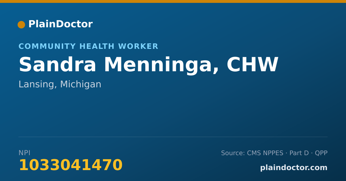 Shareable card for Sandra Menninga, CHW - Community Health Worker, Lansing, MI