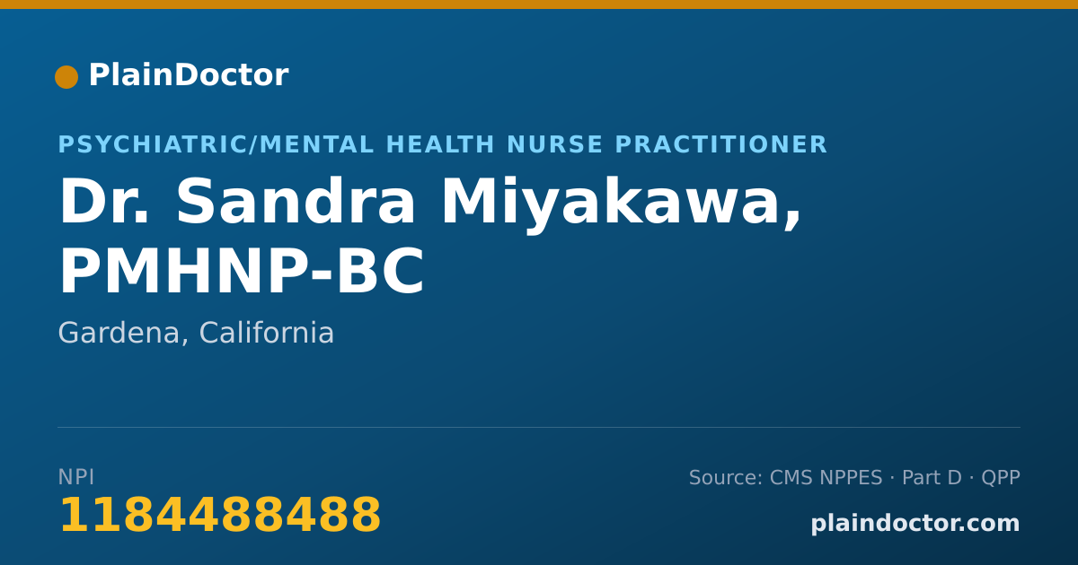Shareable card for Sandra Miyakawa, PMHNP-BC - Psychiatric/Mental Health Nurse Practitioner, Gardena, CA