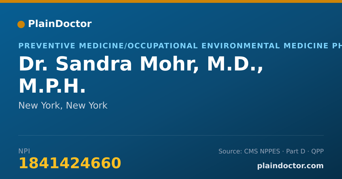 Shareable card for Sandra Mohr, M.D., M.P.H. - Internal Medicine Physician, New York, NY