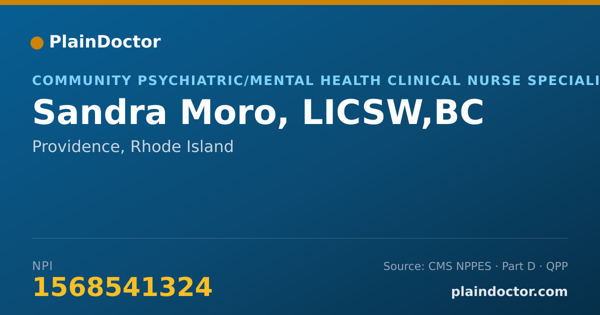 Shareable card for Sandra Moro, LICSW,BC - Community Psychiatric/Mental Health Clinical Nurse Specialist, Providence, RI