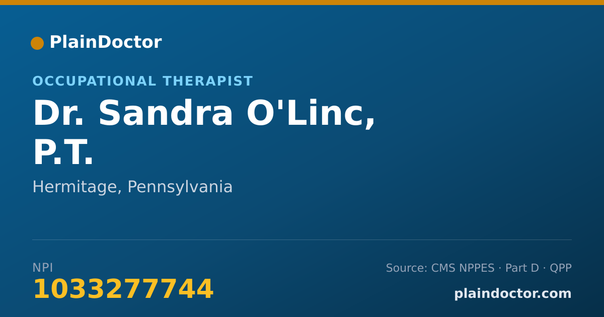 Shareable card for Sandra O'Linc, P.T. - Occupational Therapist, Hermitage, PA