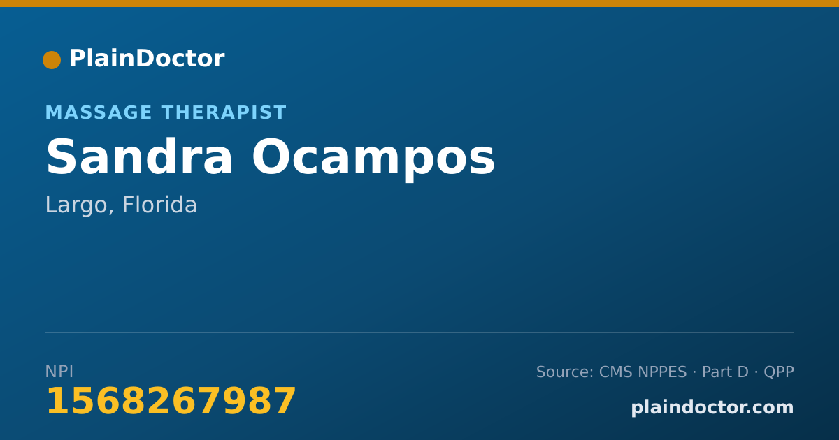Shareable card for Sandra Ocampos - Massage Therapist, Largo, FL