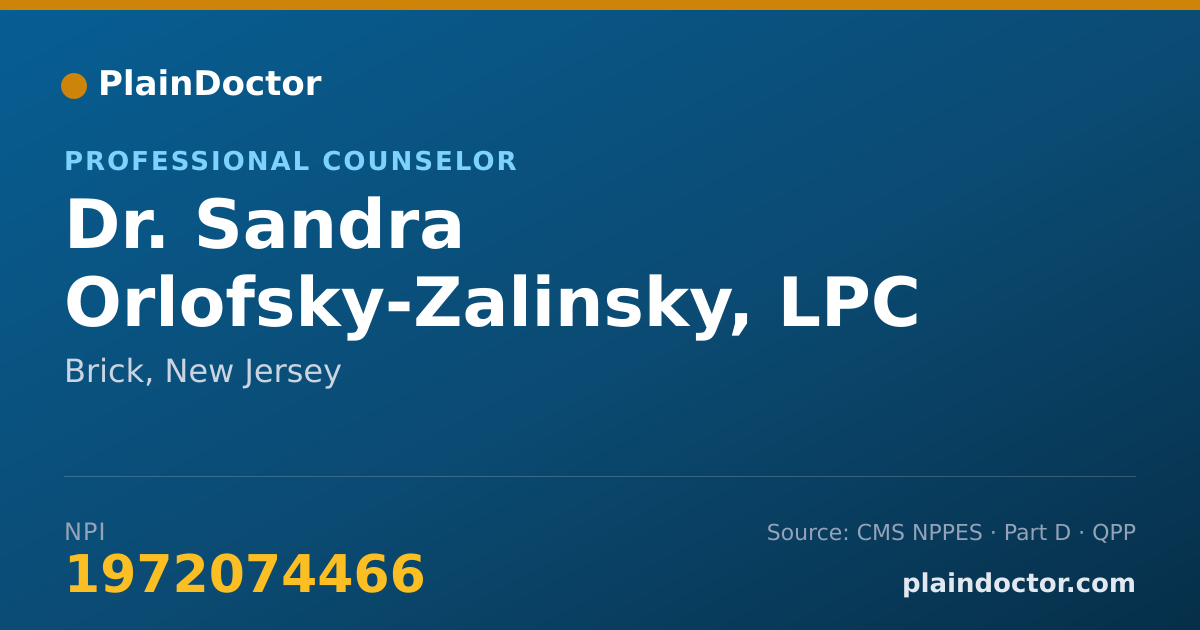 Shareable card for Sandra Orlofsky-Zalinsky, LPC - Professional Counselor, Brick, NJ