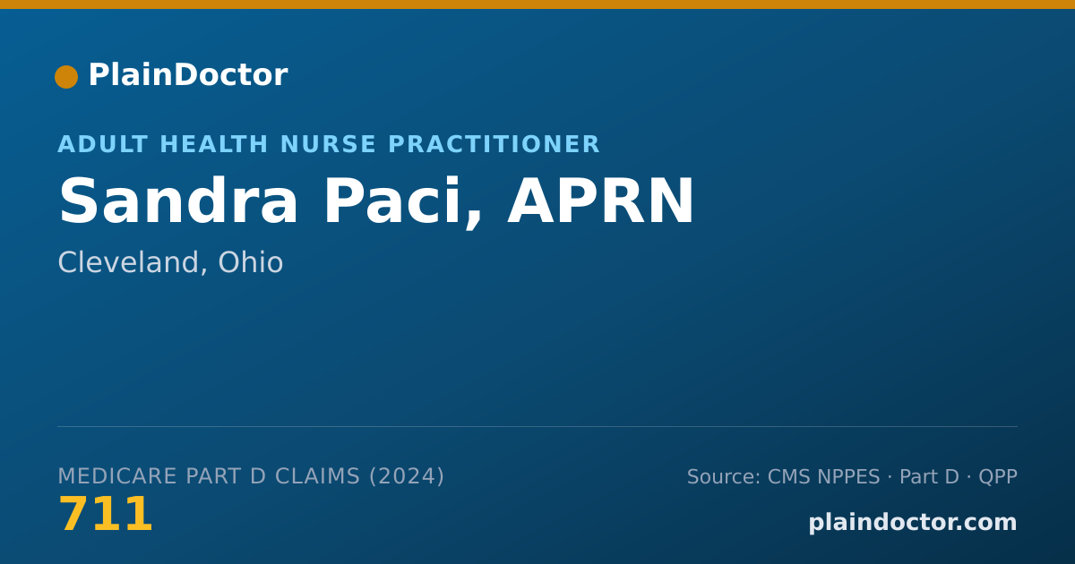 Shareable card for Sandra Paci, APRN - Adult Health Nurse Practitioner, Cleveland, OH