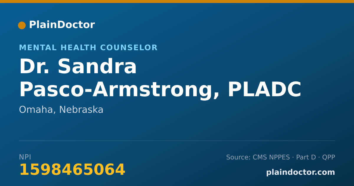 Shareable card for Sandra Pasco-Armstrong, PLADC - Mental Health Counselor, Omaha, NE