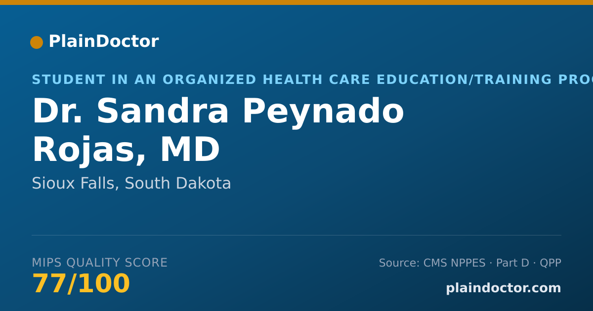 Shareable card for Sandra Peynado Rojas, MD - Student in an Organized Health Care Education/Training Program, Sioux Falls, SD