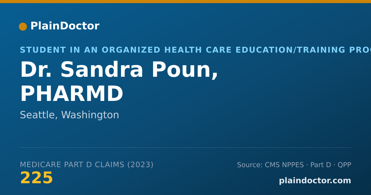 Shareable card for Sandra Poun, PHARMD - Student in an Organized Health Care Education/Training Program, Seattle, WA