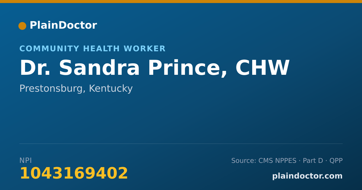 Shareable card for Sandra Prince, CHW - Community Health Worker, Prestonsburg, KY