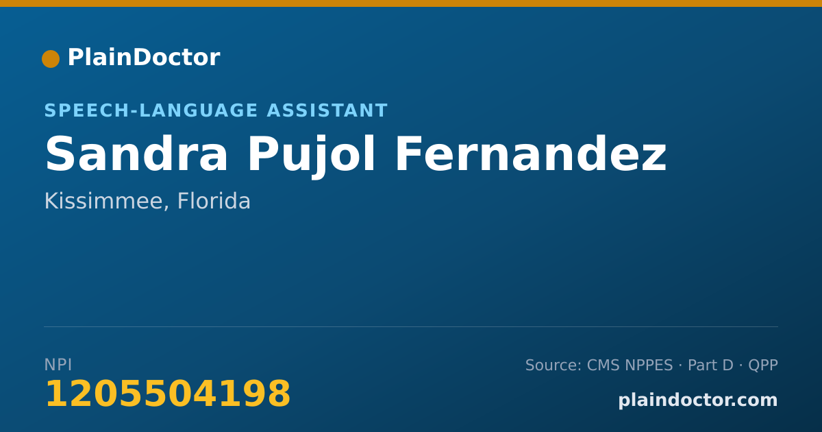 Shareable card for Sandra Pujol Fernandez - Speech-Language Assistant, Kissimmee, FL