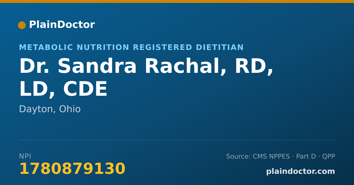 Shareable card for Sandra Rachal, RD, LD, CDE - Metabolic Nutrition Registered Dietitian, Dayton, OH