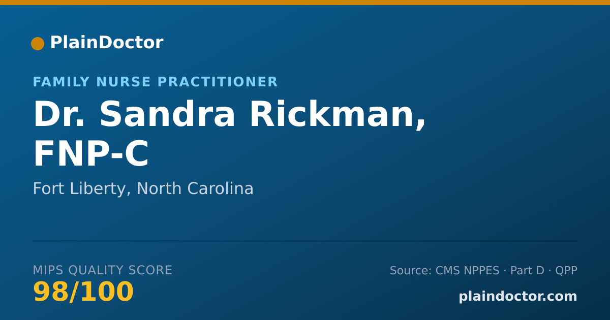 Shareable card for Sandra Rickman, FNP-C - Family Nurse Practitioner, Fort Liberty, NC
