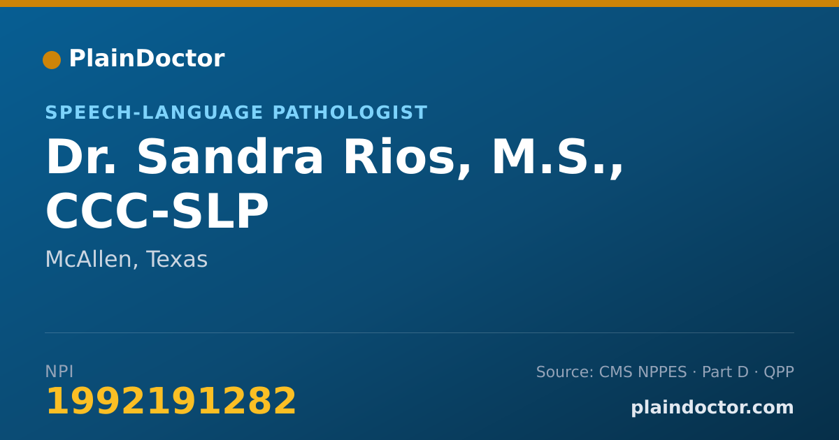 Shareable card for Sandra Rios, M.S., CCC-SLP - Speech-Language Pathologist, McAllen, TX