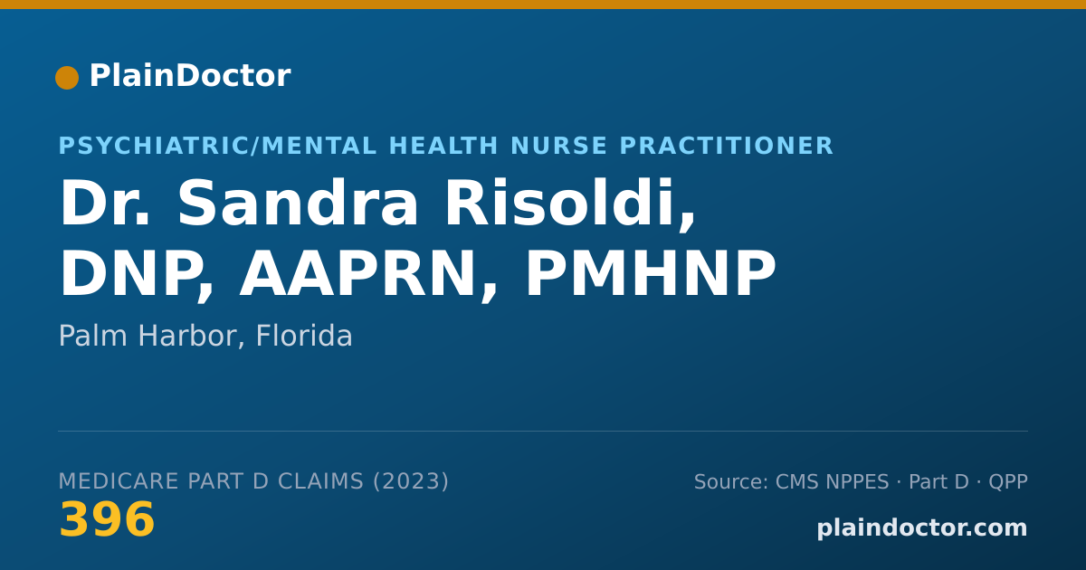 Shareable card for Sandra Risoldi, DNP, AAPRN, PMHNP - Psychiatric/Mental Health Nurse Practitioner, Palm Harbor, FL
