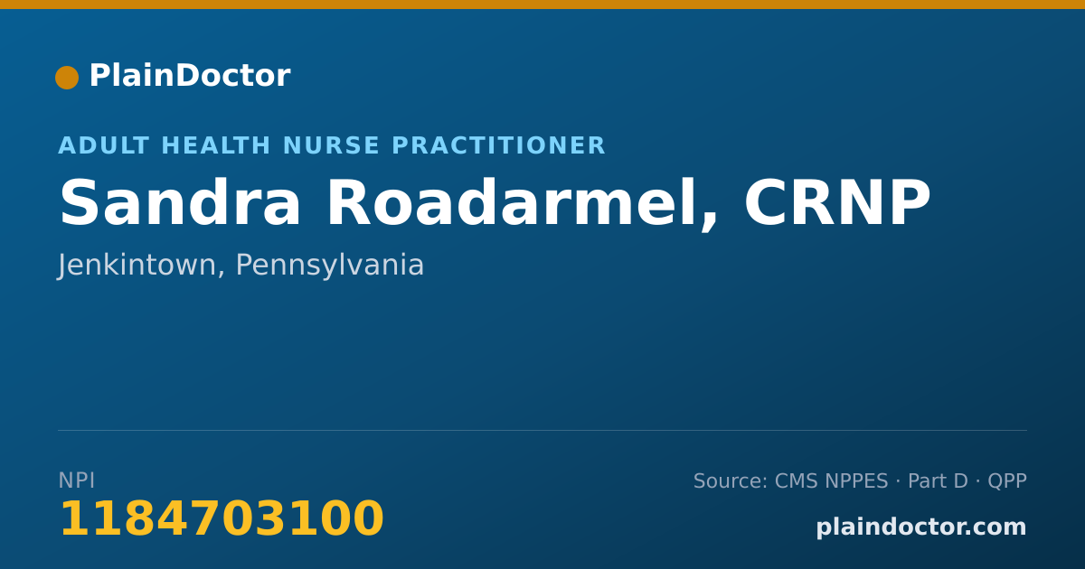 Shareable card for Sandra Roadarmel, CRNP - Adult Health Nurse Practitioner, Jenkintown, PA