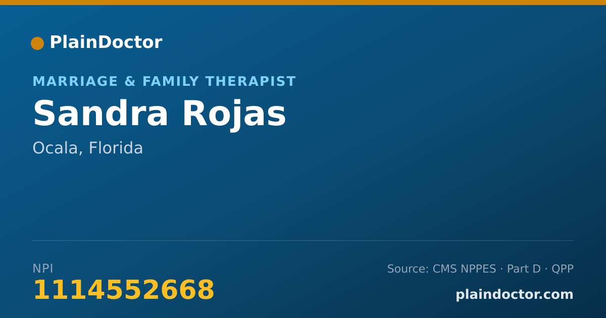 Shareable card for Sandra Rojas - Marriage & Family Therapist, Ocala, FL