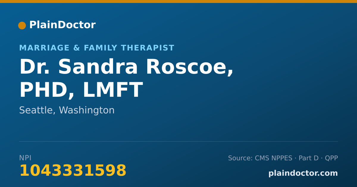 Shareable card for Sandra Roscoe, PHD, LMFT - Marriage & Family Therapist, Seattle, WA