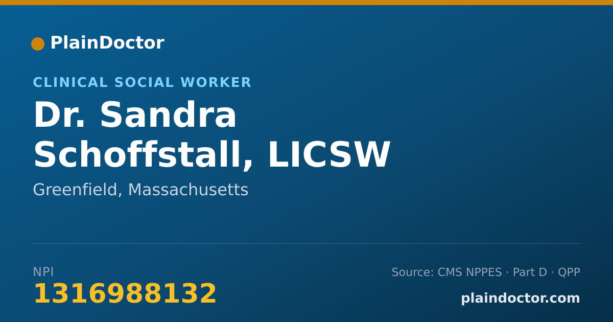 Shareable card for Sandra Schoffstall, LICSW - Clinical Social Worker, Greenfield, MA