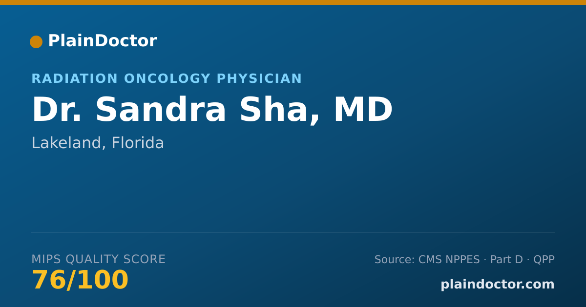 Shareable card for Sandra Sha, MD - Radiation Oncology Physician, Lakeland, FL