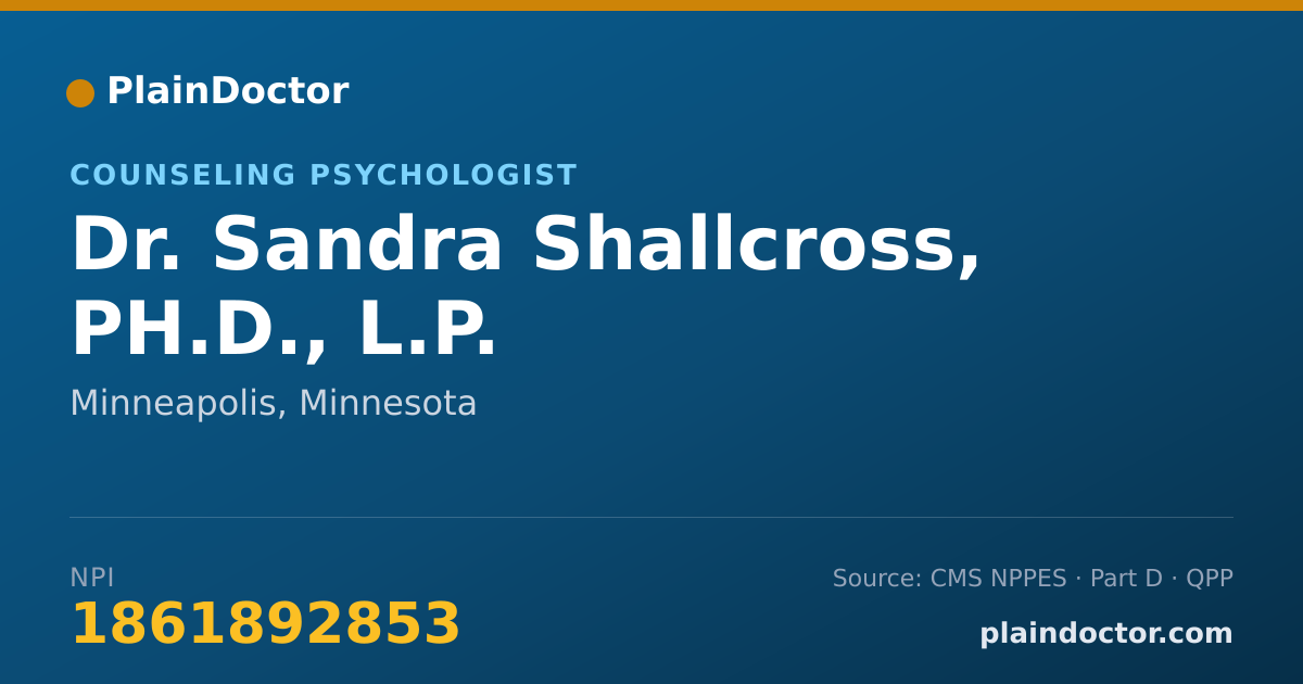 Shareable card for Sandra Shallcross, PH.D., L.P. - Counseling Psychologist, Minneapolis, MN