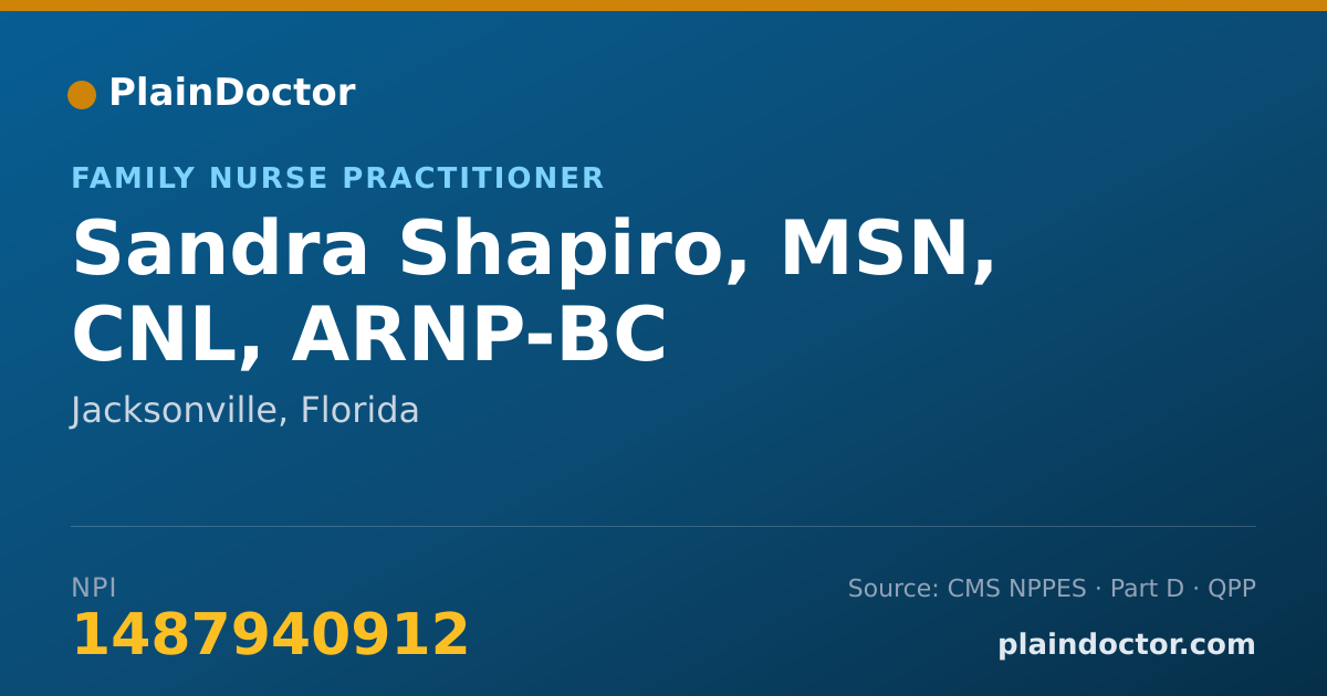 Shareable card for Sandra Shapiro, MSN, CNL, ARNP-BC - Family Nurse Practitioner, Jacksonville, FL
