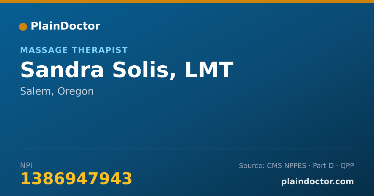 Shareable card for Sandra Solis, LMT - Massage Therapist, Salem, OR