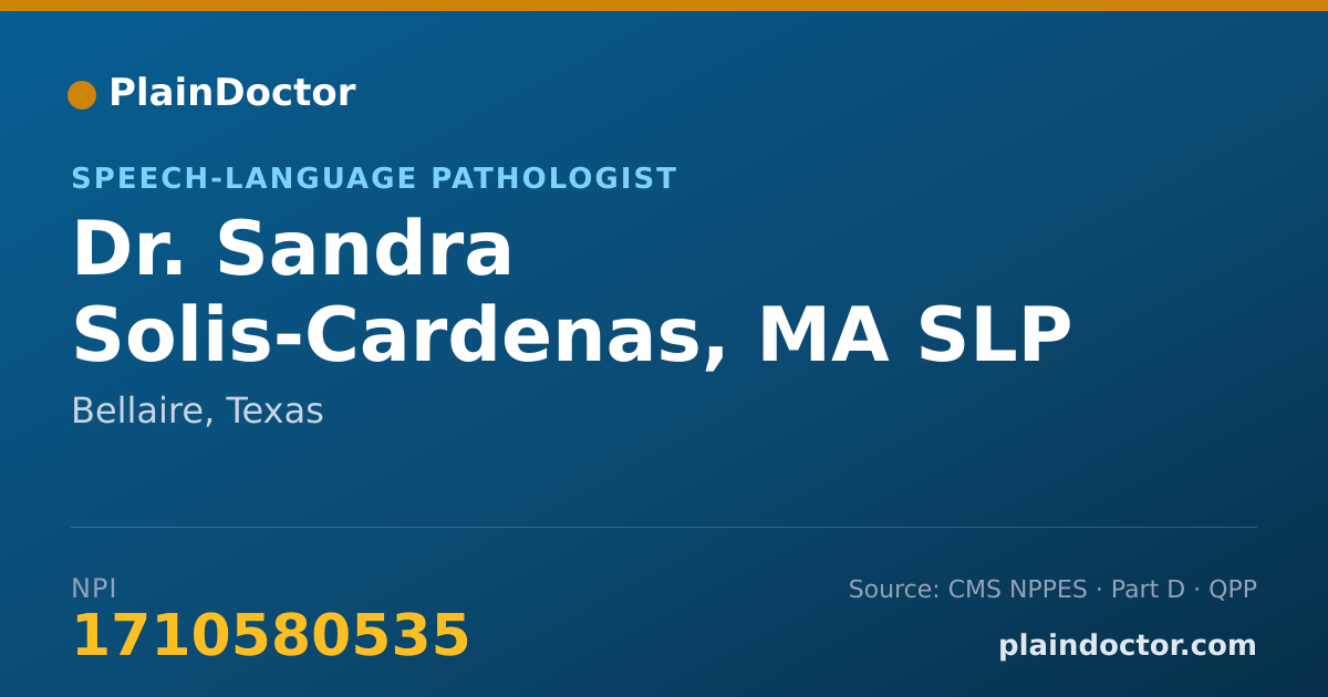 Shareable card for Sandra Solis-Cardenas, MA SLP - Speech-Language Pathologist, Bellaire, TX