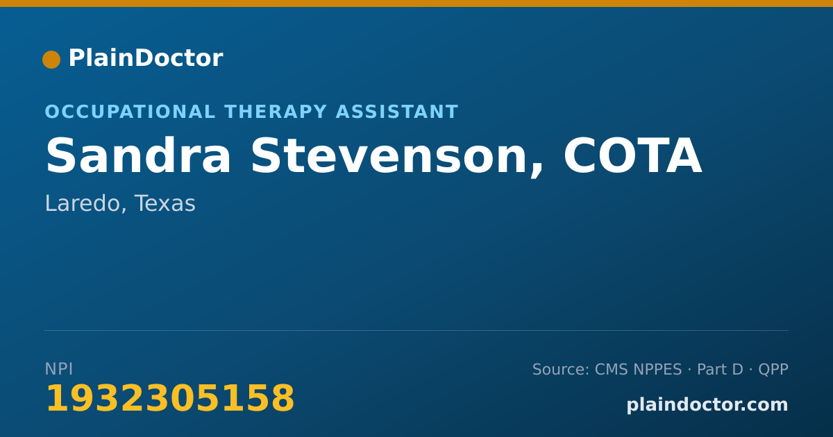 Shareable card for Sandra Stevenson, COTA - Occupational Therapy Assistant, Laredo, TX