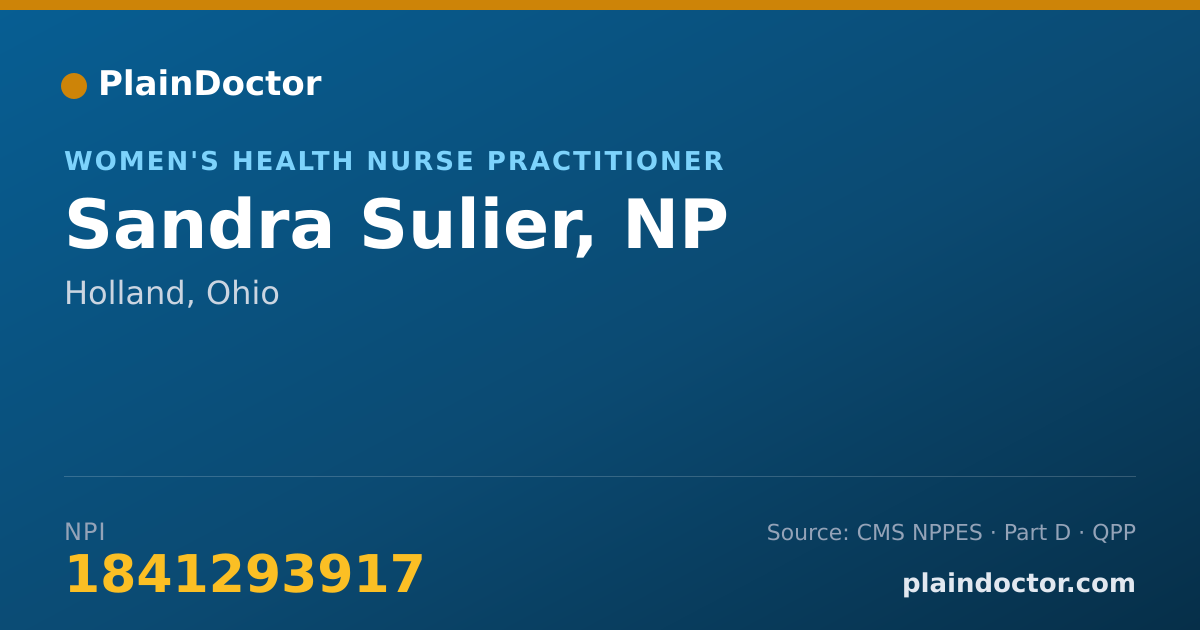 Shareable card for Sandra Sulier, NP - Women's Health Nurse Practitioner, Holland, OH