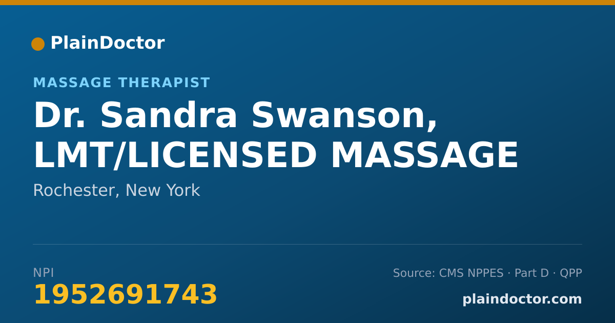 Shareable card for Sandra Swanson, LMT/LICENSED MASSAGE - Massage Therapist, Rochester, NY