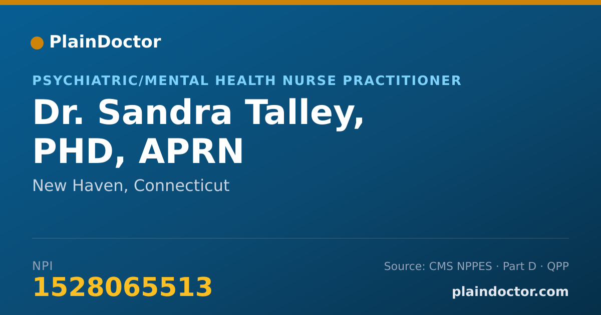 Shareable card for Sandra Talley, PHD, APRN - Psychiatric/Mental Health Nurse Practitioner, New Haven, CT