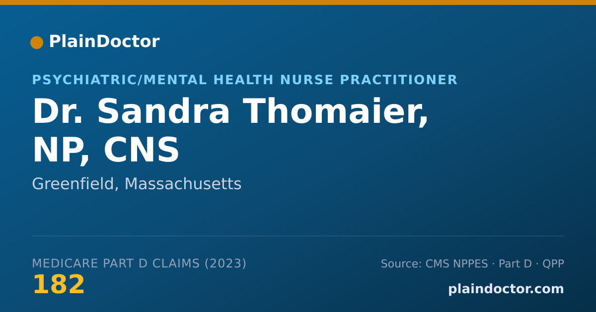 Shareable card for Sandra Thomaier, NP, CNS - Psychiatric/Mental Health Nurse Practitioner, Greenfield, MA