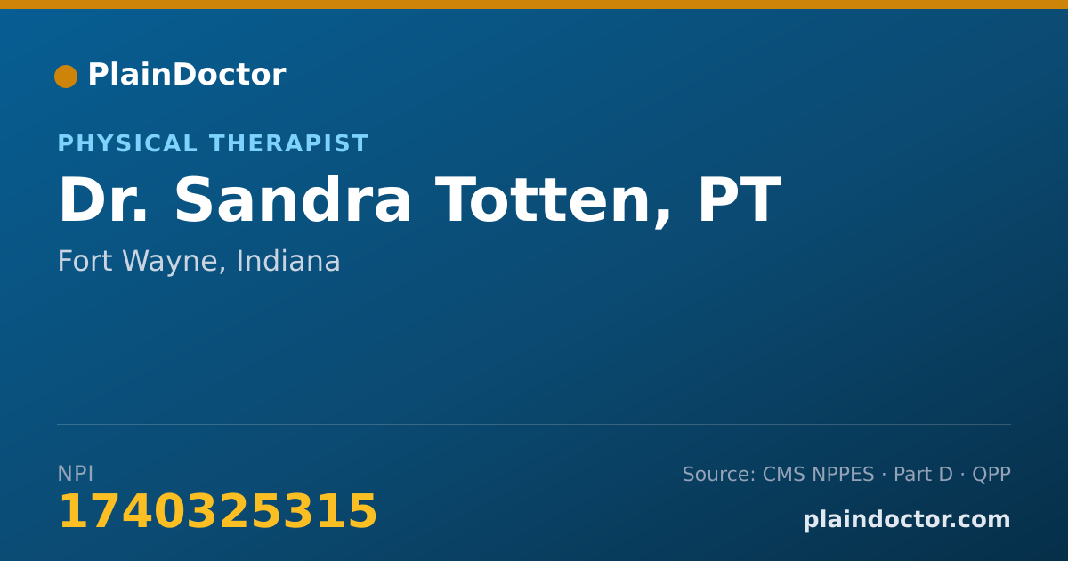 Shareable card for Sandra Totten, PT - Physical Therapist, Fort Wayne, IN
