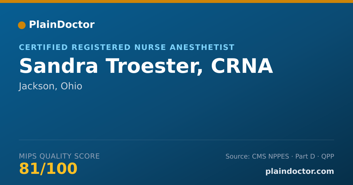 Shareable card for Sandra Troester, CRNA - Certified Registered Nurse Anesthetist, Jackson, OH