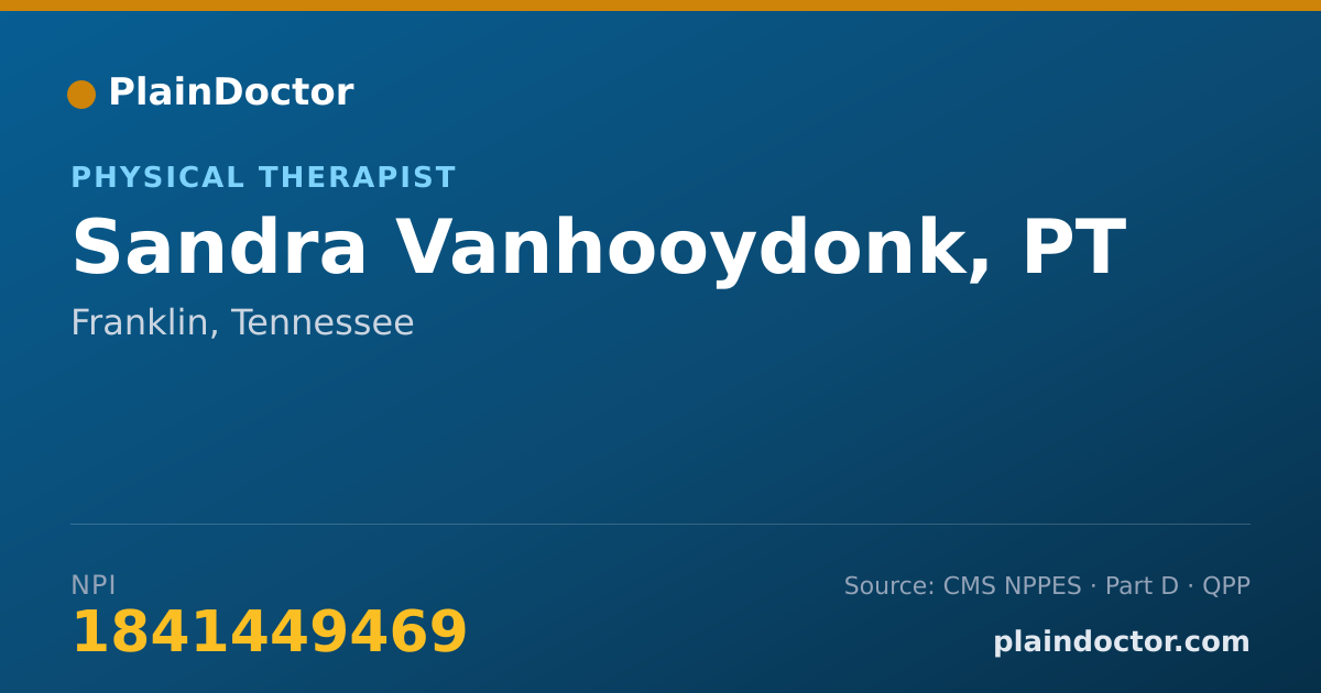 Shareable card for Sandra Vanhooydonk, PT - Physical Therapist, Franklin, TN