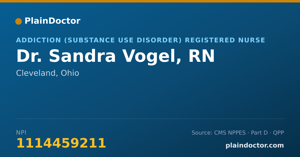 Shareable card for Sandra Vogel, RN - Addiction (Substance Use Disorder) Registered Nurse, Cleveland, OH