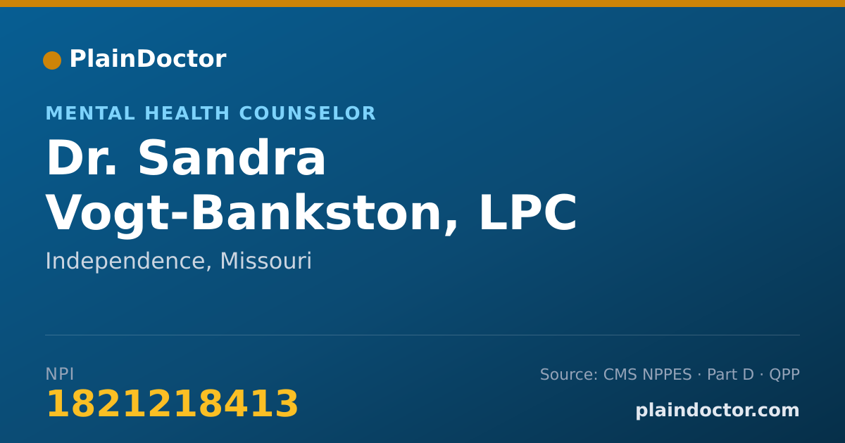 Shareable card for Sandra Vogt-Bankston, LPC - Mental Health Counselor, Independence, MO