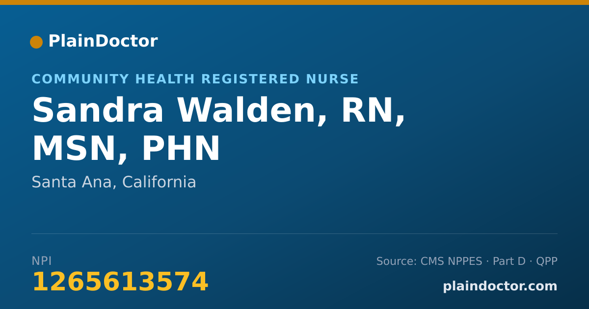 Shareable card for Sandra Walden, RN, MSN, PHN - Community Health Registered Nurse, Santa Ana, CA
