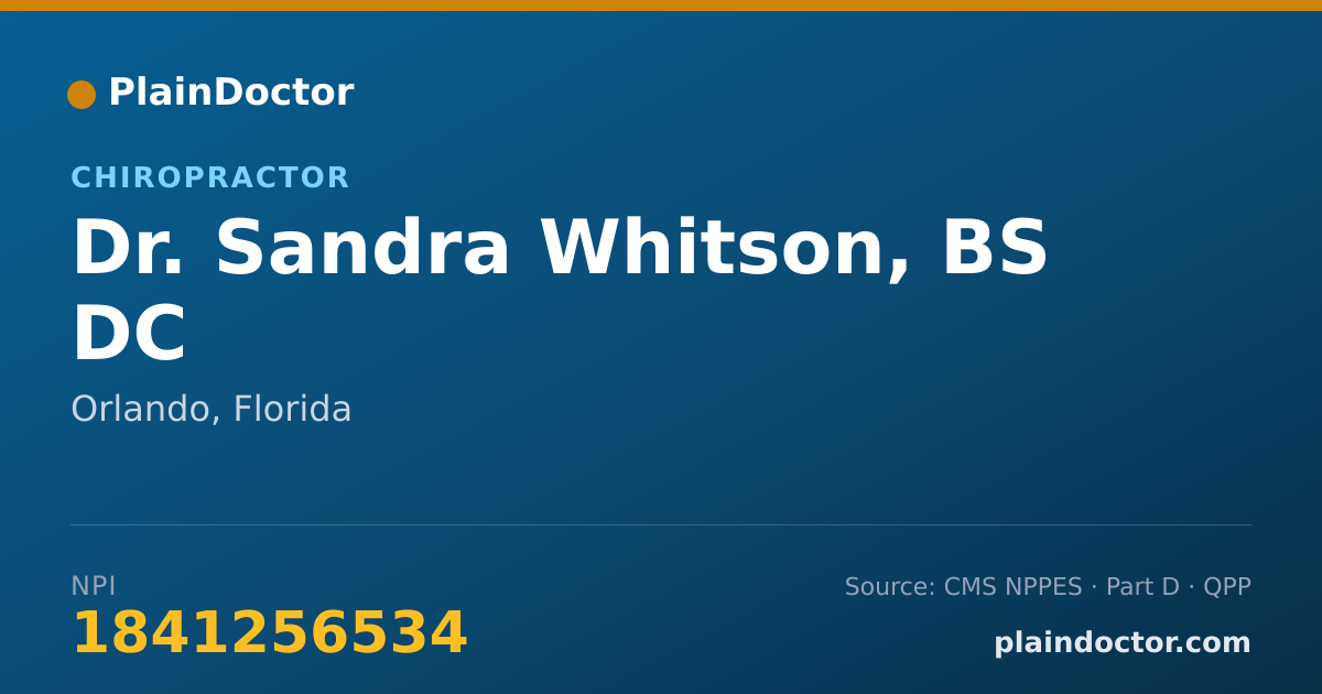 Shareable card for Sandra Whitson, BS DC - Chiropractor, Orlando, FL